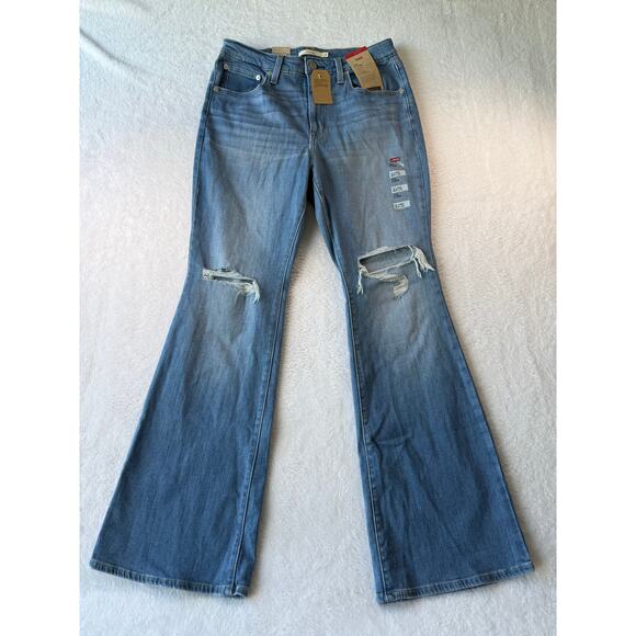 Levi's Denim - NWT Levis 726 Womens Size 12 Long High Rise Flare Jeans Distressed Light Wash
